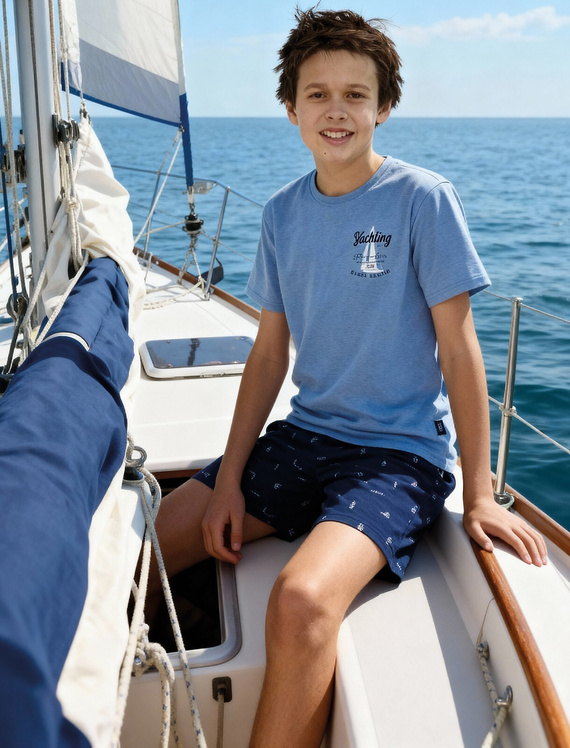 Детска памучна пижама Cornette Young Boy 790/127 Pacific синя