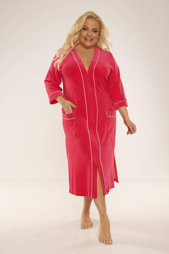 974 / 352 Дамски халат от велур Forex - малинов