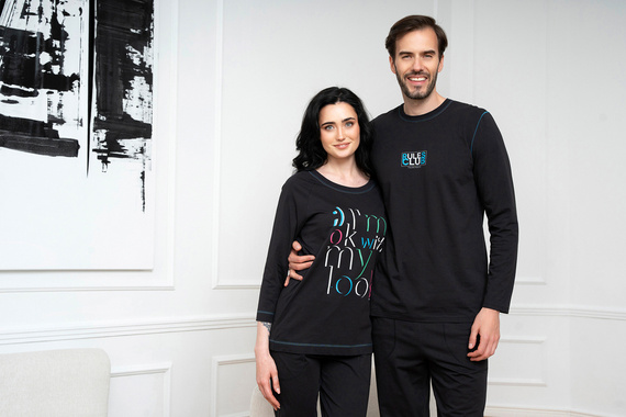 Дамска пижама Olza 3/4 ръкав, 3/4 панталон Италианска мода - черна 