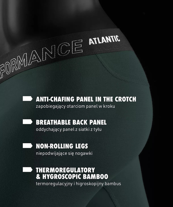 Мъжки боксерки Atlantic Bamboo 2MH-1209 зелен-графит Performance – 2 броя, бамбук