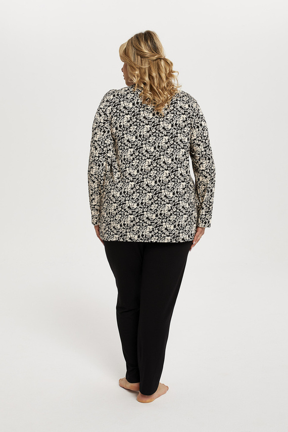 Abisynia Дамска пижама с дълъг ръкав и дълъг панталон Италианска мода - принт/черно