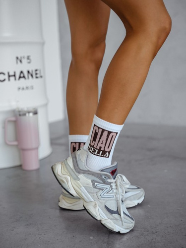 0200-174 Дамски чорапи Милена - бели с надпис "Ciao Bella" - 2 бр.