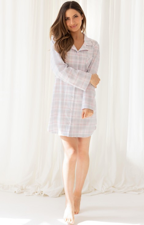 168 Дамска риза Regina, сива – 100% памук, дълъг ръкав, карирана