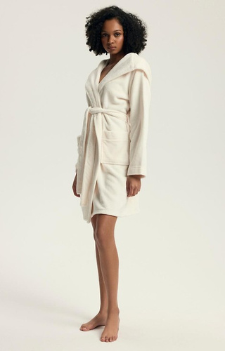 43599 Дамски халат с качулка Darlan Henderson Cream – мек, лек, над коляното