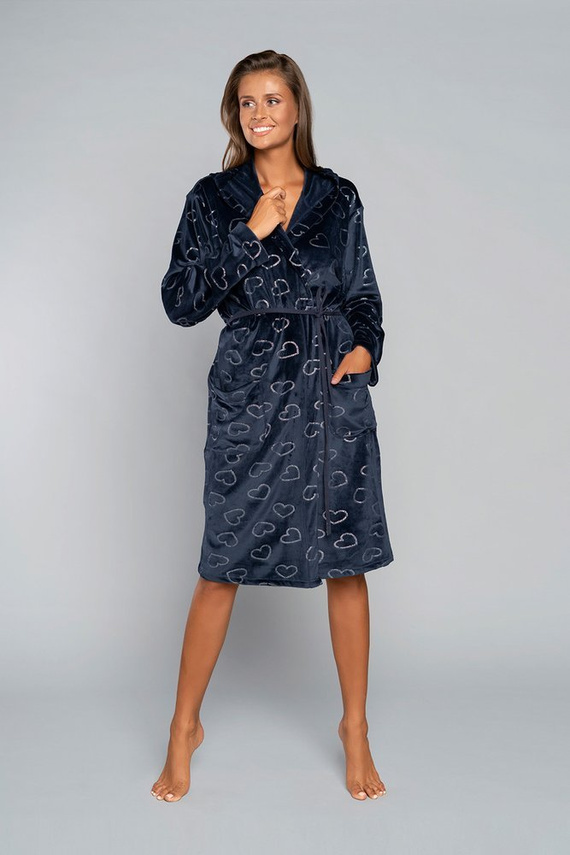 Elixir Дамски халат за баня с джобове Италианска мода - червен/принт 