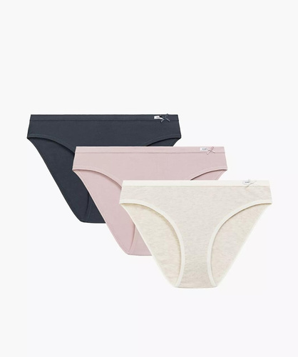 3CLP-002 Спортни бикини Atlantic – памучни, класическа кройка, чифт от 3 броя, графитни/розови/бежови