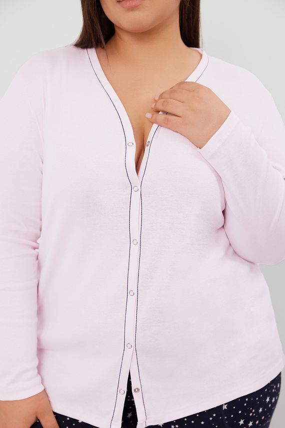 Libra Дамска пижама с дълъг ръкав и панталон Италианска мода - розово/принт 