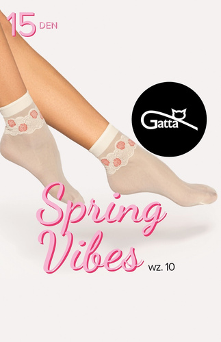 Spring Vibes wz.10 Skarpetki Damskie 15 den Gatta -biały sabbia-red