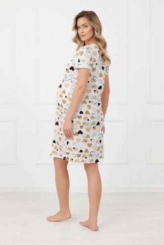 Нощница за бременни Ariela Italian Fashion – памук, къс ръкав