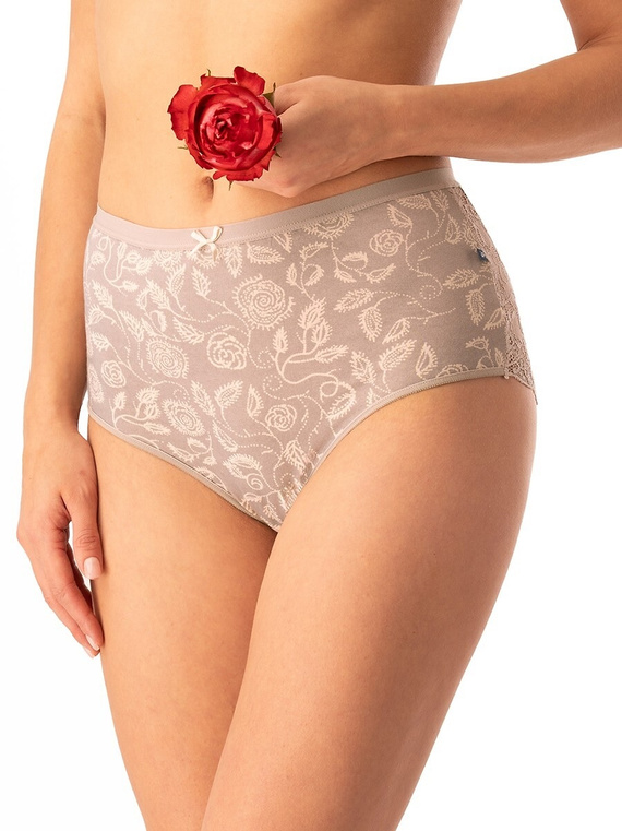 Дамски памучни слипове Key LPF 590 бежови - 2 броя в кутия, дантела отзад