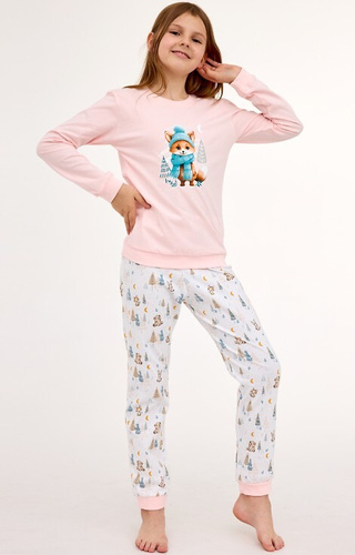594/192 592/192 Fox Cornette piżama dziewczęca bawełniana, lisek, długi rękaw