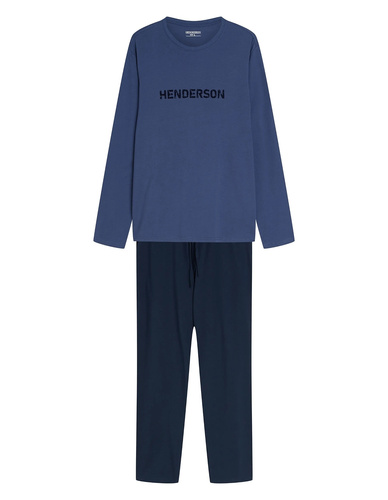 Henderson Flock 45491 Мъжка пижама Steel Blue Дълга 100% памук