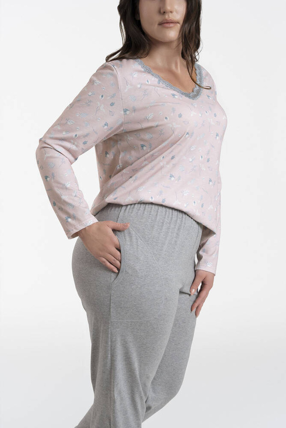 Simona Дамска пижама с дълъг ръкав и дълъг панталон Италианска мода - принт/меланж