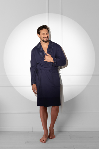 Мъжки халат Gerard - 100% памук, класическа кройка с елегантен завършек Италианска мода