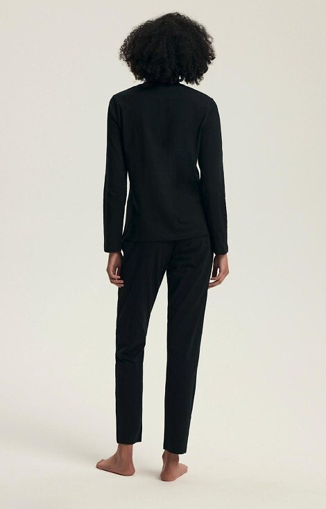 43727 Дамска пижама Dairoku Henderson, черна - памук, с дълъг ръкав и панталон