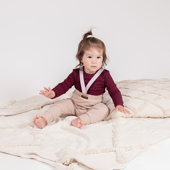 217097 Памучно боди Alisa Nicol – бордо, рипсено, дълъг ръкав