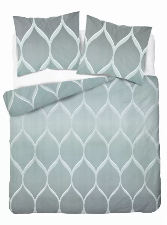 5221 A Геометрично сатенено спално бельо Detexpol сиво