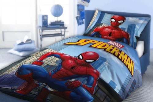 Комплект спално бельо Spider-Man Faro Cotton, син – 100% памук, комплект за момчета