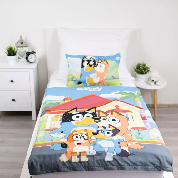 Памучно спално бельо 100x135 Bluey 061 синьо 40x60 Jerry Fabrics