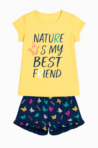 Mariposa Пижама за момичета Италианска мода - жълто/синьо