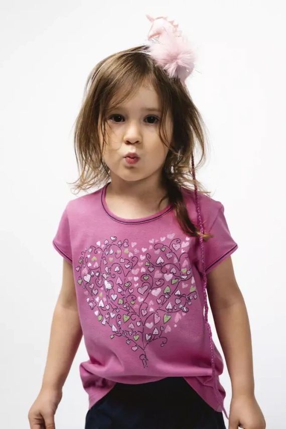 Ontega Пижама за момичета Италианска мода - амарант/тъмно синьо