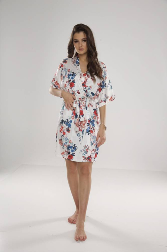 638 Lurdes Дамски халат De Lafense - екрю-червен