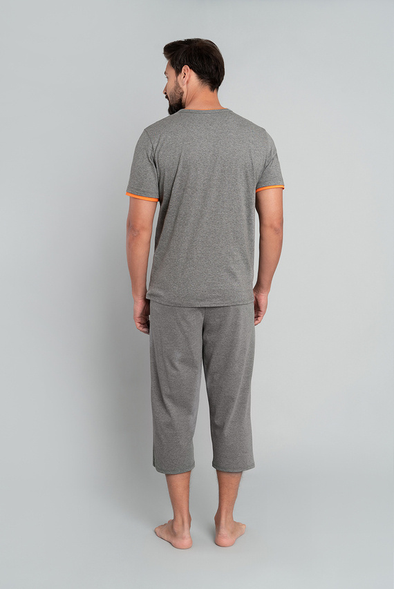 Marek Мъжка пижама с къс ръкав и 3/4 панталон Италианска мода - среден меланж