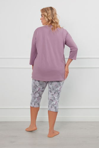 Ibena Дамска пижама с 3/4 ръкав, 3/4 панталон Италианска мода - heather/print