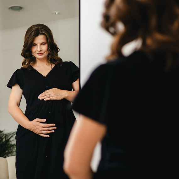 Риза с копчета за бременни Linda Eevi, черна – за хранене, гъвкава, дишаща, полско качество