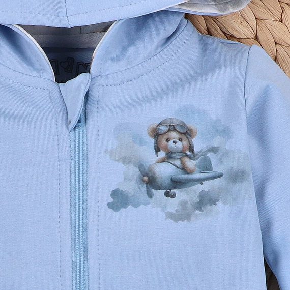 NINI Baby Bear Pilot бебешки органичен суитшърт с цип ABN-5751/BLE
