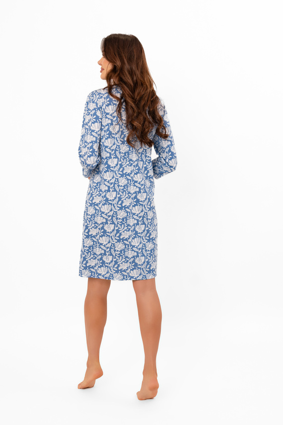 Дамска нощница Bisali - памук, ¾ ръкав, флорален десен Италианска мода