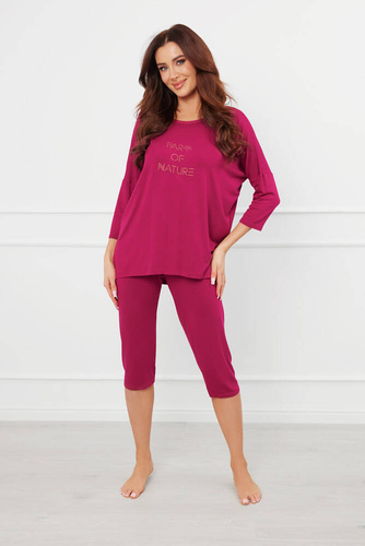 Natura Дамска пижама 3/4 Италианска мода - вино 