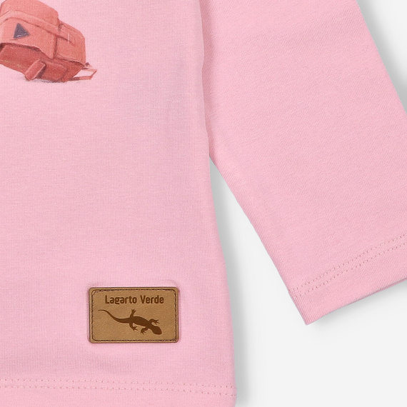 KAR-3011 Блуза с дълъг ръкав Lagarto Verde за момичета, розова – стилна, памучна, полско производство