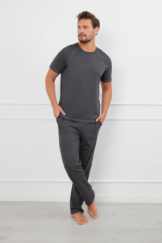 Salomon Мъжка пижама с къс ръкав и дълъг панталон Италианска мода - графит/мед