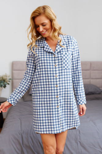 7300 Памучна нощница с ципове - комфорт и стил - сини дънки