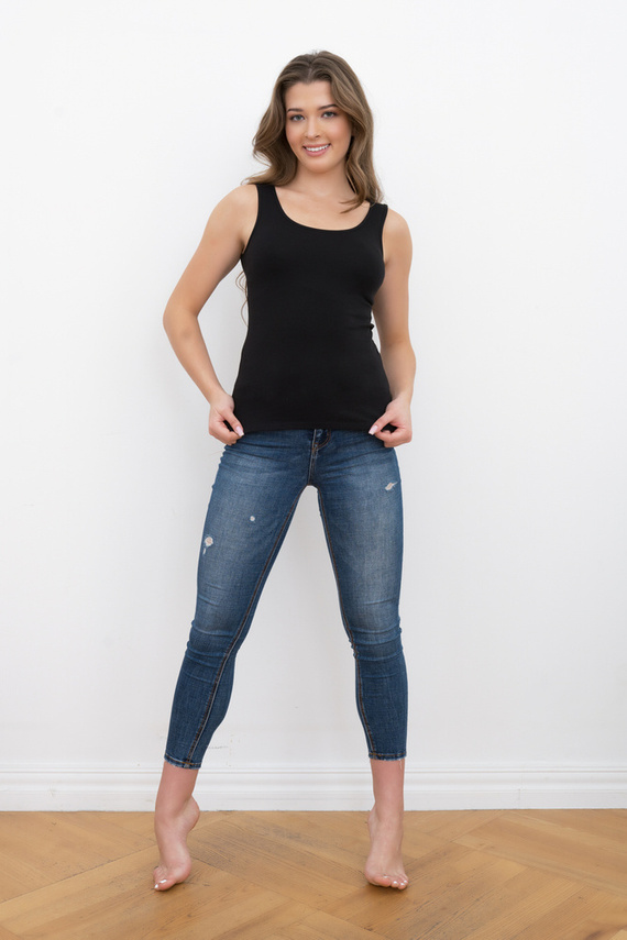 Ibiza Дамска риза с широки рамене Италианска мода - черна