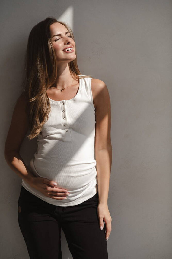 Оребрено горнище за кърмачки Milk&Love с презрамки, кремаво