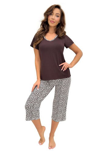 Donna Zoya дамска пижама 3/4 – вискоза и памук, V-деколте