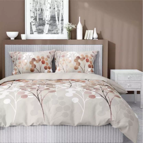 5223 A Сатенирани спални клонки с кръгли листа Detexpol бежово