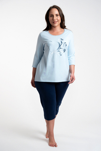 Arietta Дамска пижама с 3/4 ръкав и 3/4 панталон Италианска мода - синя