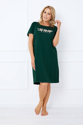 Дамска риза с къс ръкав Florisa Италианска мода - тъмнозелена 