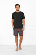 Къса мъжка пижама - тъмен меланж 