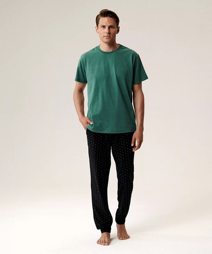 Мъжка пижама NMP-388 Атлантическо зелено - памук, къс ръкав