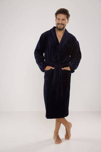 803 / 819 Мъжки халат от двойна материя Forex - изцяло тъмносин (тъмносин)