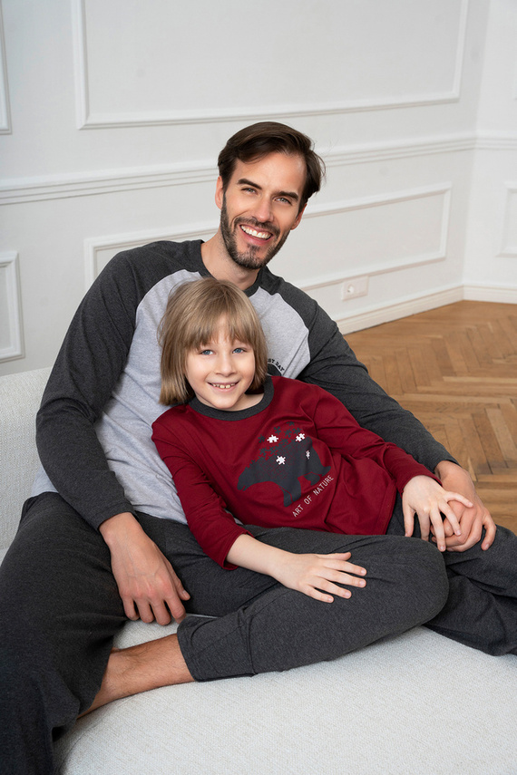 Morten Пижама за момчета Италианска мода burgundy/c.меланж