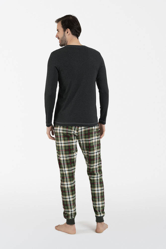 Seward Мъжка пижама с дълъг ръкав, дълъг панталон Италианска мода - c.меланж/печат