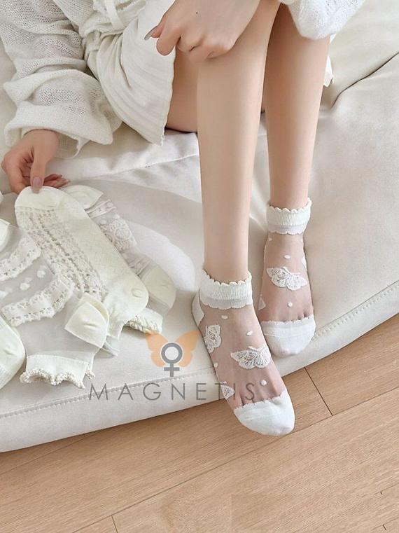 Дамски чорапи тип терлик Magnetis CC-251106 – памучни ecru с десен