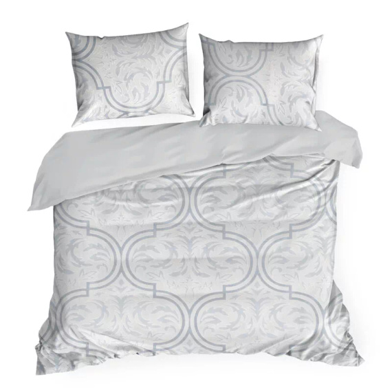 Спално бельо Flano 5 велур, евро перде орнаменти, сиво
