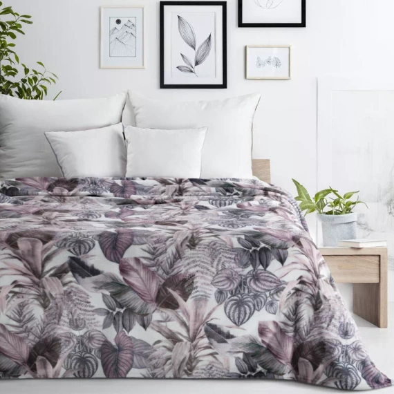 Davos 2 Одеяло за легло листа Eurofirany лилаво сиво