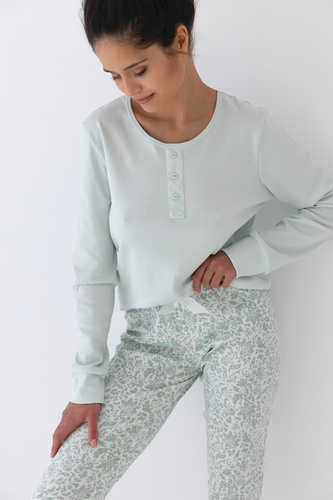 Маслинова дамска пижама Sensis Interlock - мента